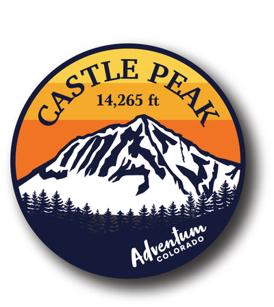 Castle Peak Colorad 14er circle sticker
