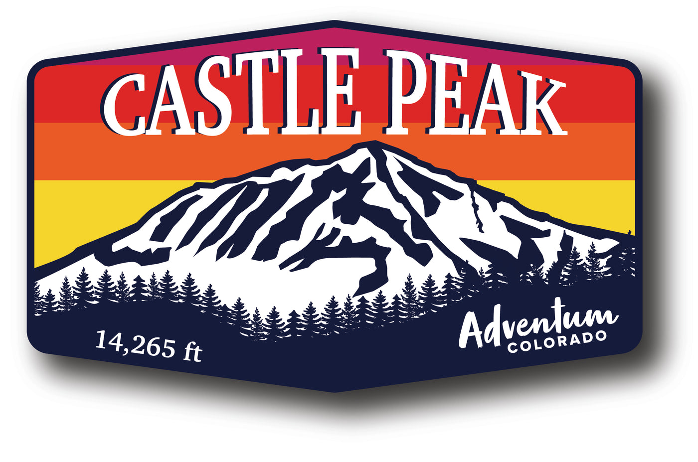 Castle Peak Colorado 14er hexagonal sticker