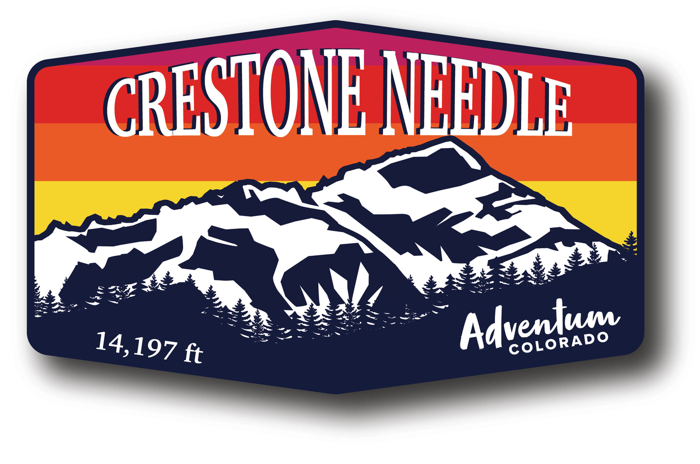 Crestone Needle Colorado 14er hexagonal sticker
