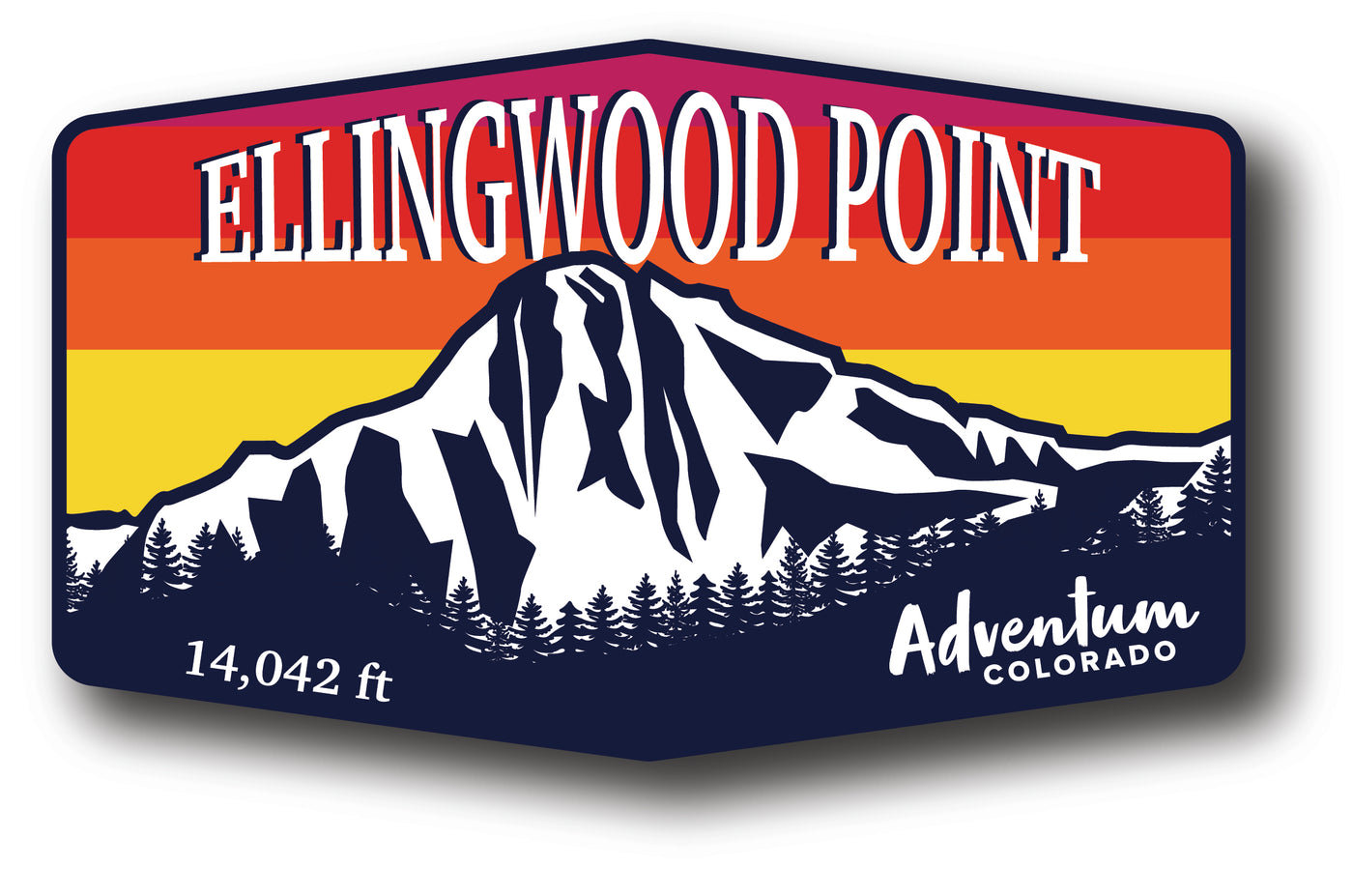 Ellingwood Point Colorado 14er hexagonal sticker