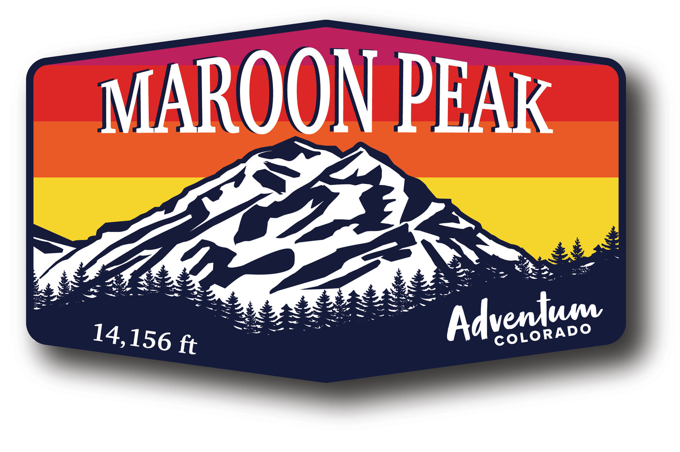 Maroon Peak Colorado 14er hexagonal sticker