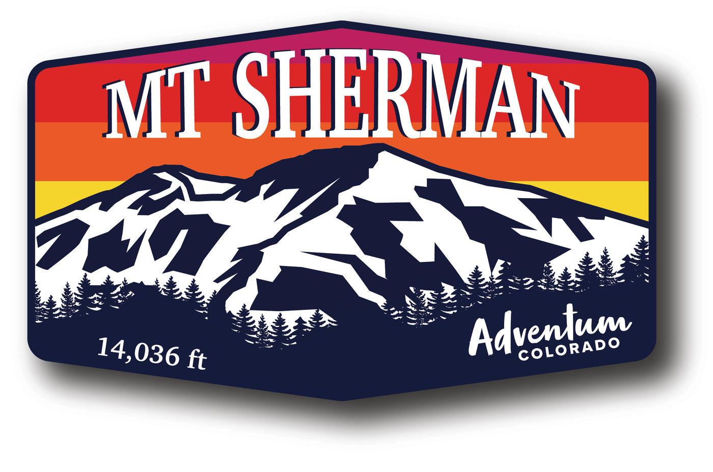 Mt Sherman 14er hexagonal sticker