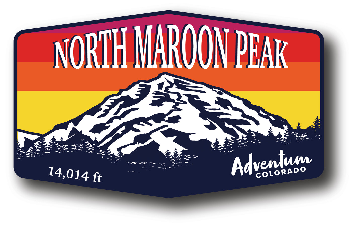 North Maroon Peak 14er hexagonal sticker