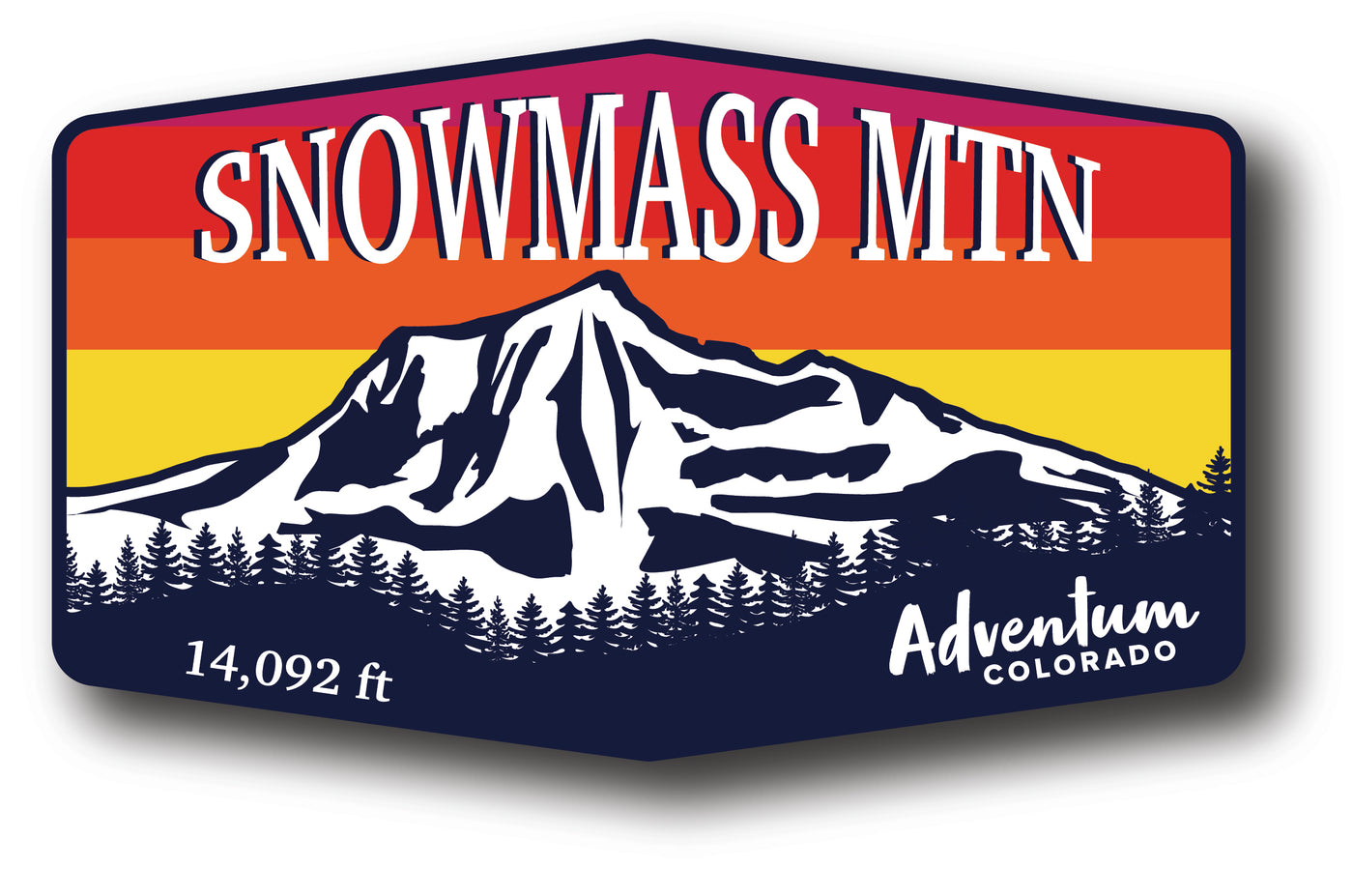 Snowmass Mountain Colorado 14er hexagonal sticker