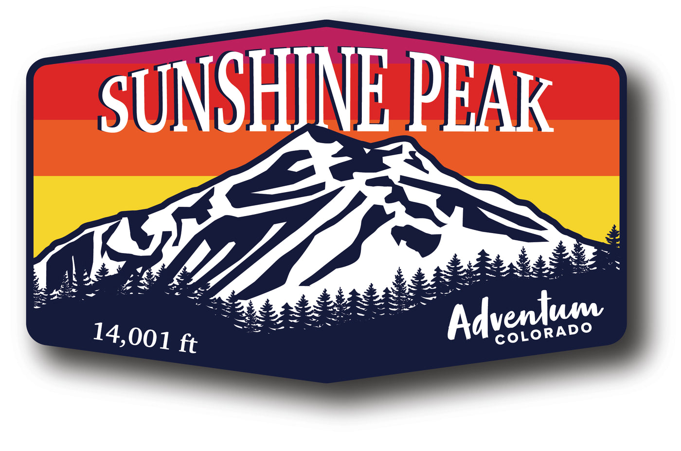 Sunshine Peak Colorado 14er hexagonal sticker