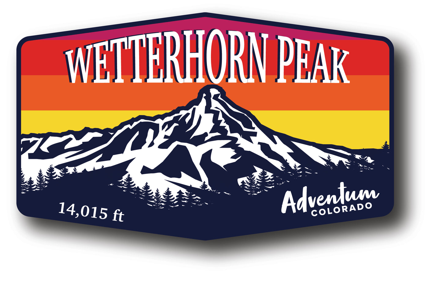 Wetterhorn Peak Colorado 14er hexagonal sticker
